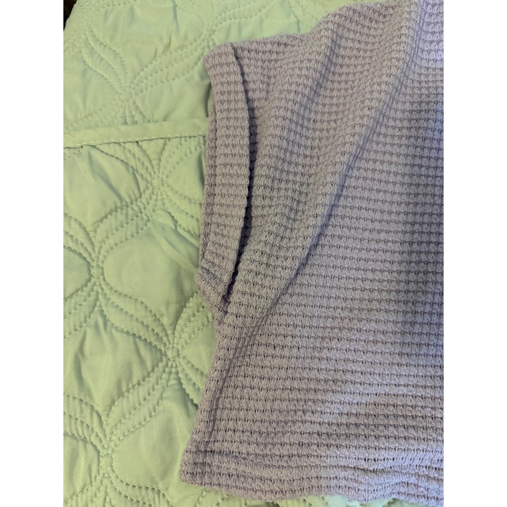 SHEIN‎ Lavender Waffle Knit Cropped Top Size Medium Short Sleeve Boxy Casual - Picture 2 of 4